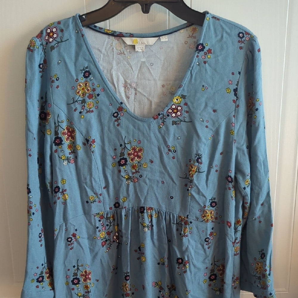 Boden Blue Pleated Midi Sundress with Cuffed Sleeves - Picture 3 of 4